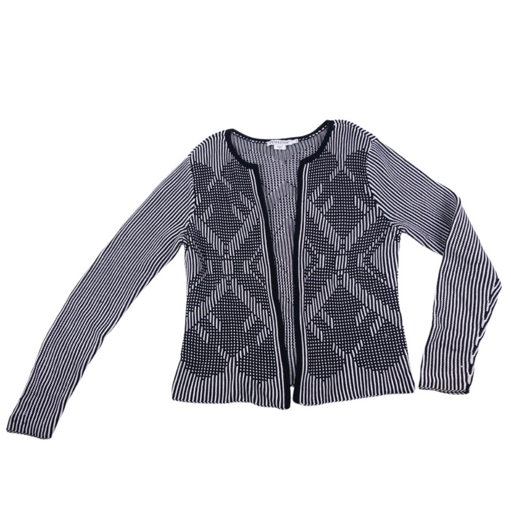 Pendleton Cardigan Womens S Black White Aztec Geometric Open Heritage Cotton